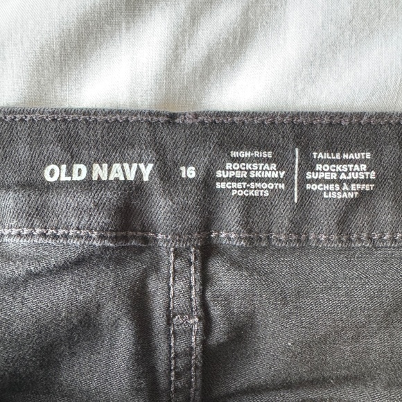 Old Navy High Rise Rockstar Women's Super Skinny Jeans Black Size 16 Stretchy - Picture 6 of 13